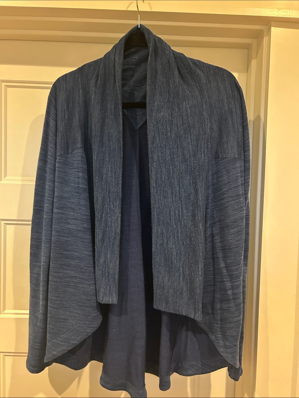 Athleta Navy Blue Draped Open-Front Cape Cardigan